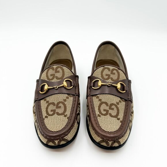 Gucci Horsebit GG Maxi Leather Canvas Loafers Size 38, 8 - Picture 3 of 13
